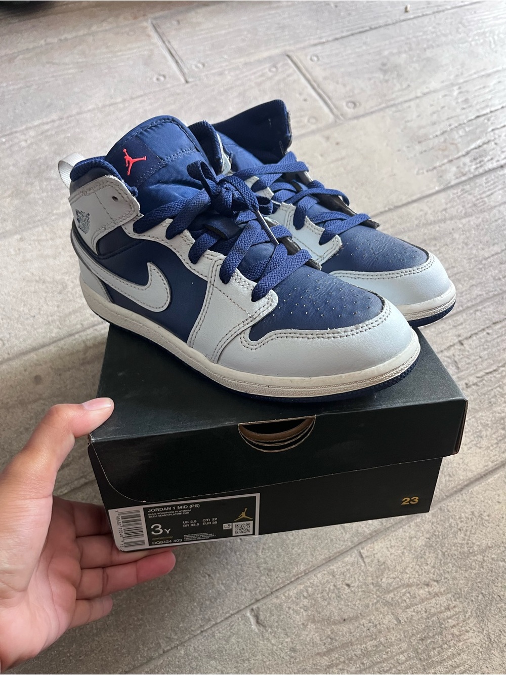 Jordan Kids' Mid-Top Sneakers in Navy, Grey
